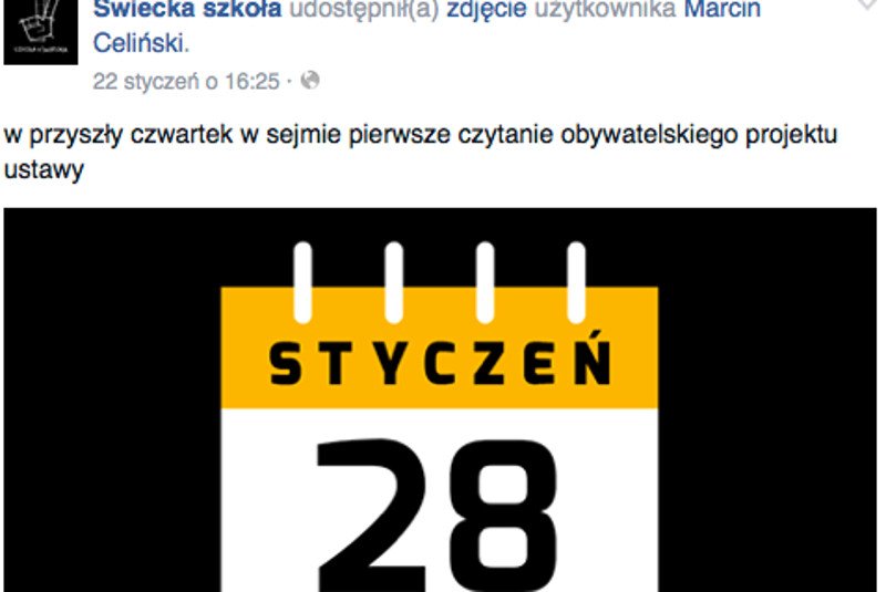 W najbliższy czwartek czytanie obywatelskiego projektu ustawy w Sejmie.