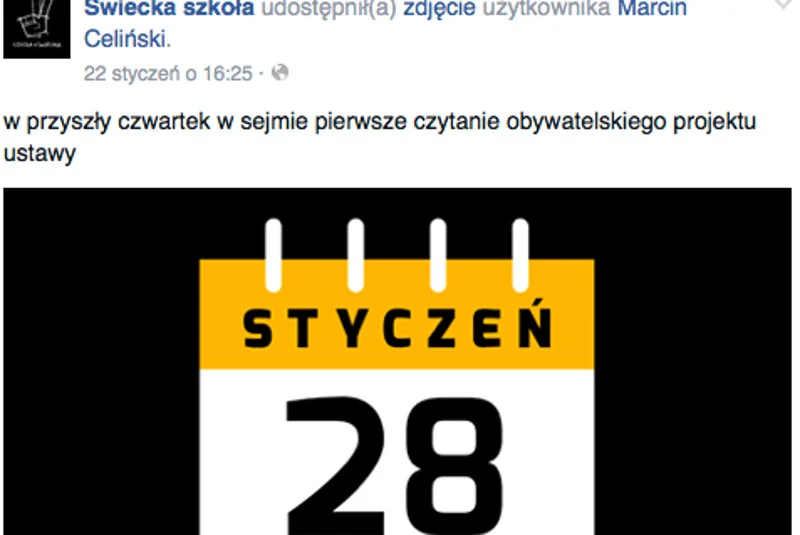 W najbliższy czwartek czytanie obywatelskiego projektu ustawy w Sejmie.