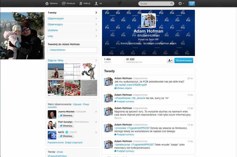 Adam Hofman traci followersów na Twitterze z zadziwiającą szybkością. Czy część z nich była kupiona?