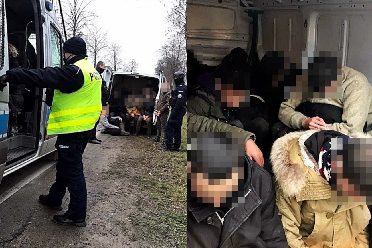 Policja zatrzymała samochód, w którym jechało 29 migrantów.