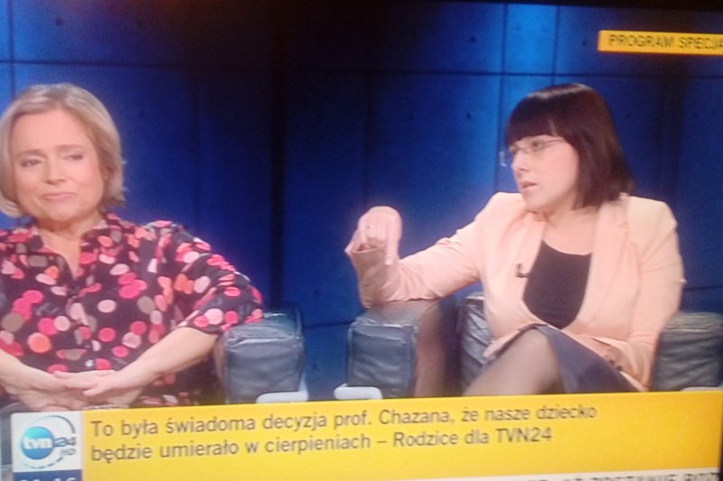Kaja Godek robi Andrzejowi Morozowskiemu wykład o etyce. Kuriozalna dyskusja w TVN24 po wstrząsającym materiale o "sumieniu Chazana".