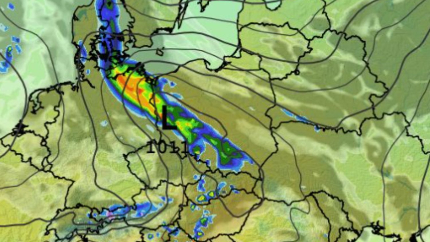 Prognozowane opady deszczu nad Polską.