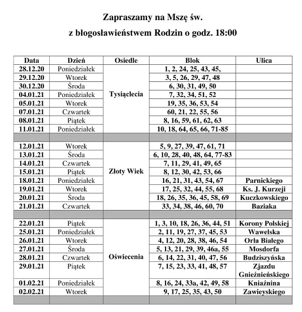 Tak ma tym razem wyglądać kolęda w parafii w Krakowie Mistrzejowicach.