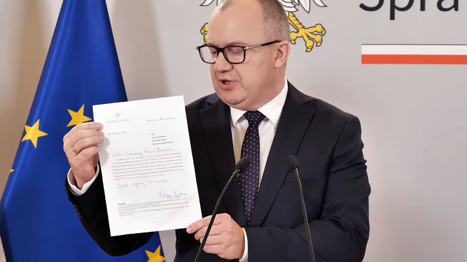 Adam Bodnar upublicznił wniosek ws. pociągnięcia do odpowiedzialności karnej Michała Wosia z Suwerennej Polski.
