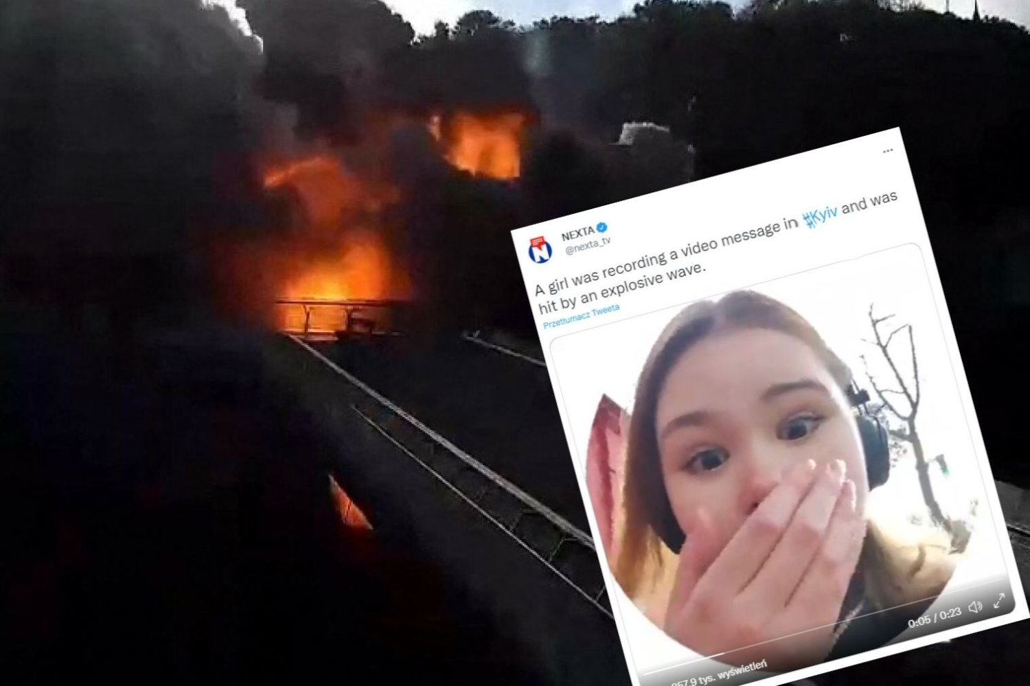 Wstrząsające nagranie ataku rakietowego Rosjan na Kijów.