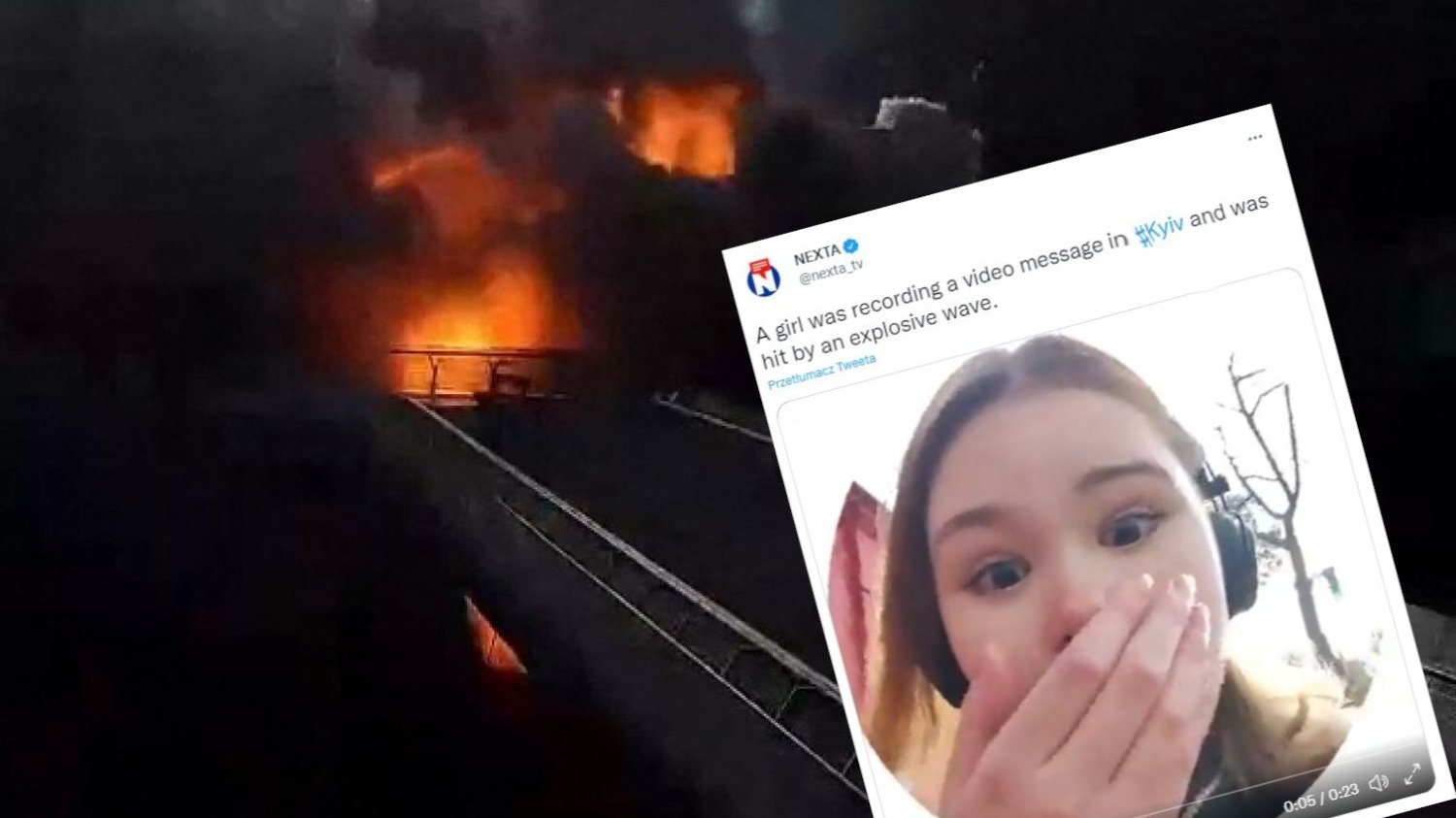 Wstrząsające nagranie ataku rakietowego Rosjan na Kijów.