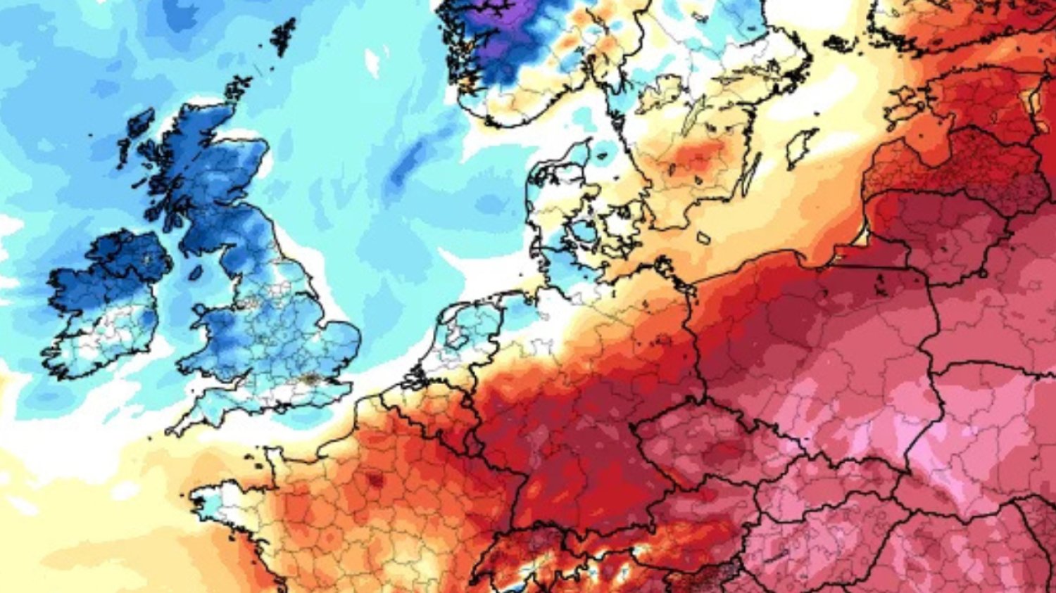 mapka pogodowa: zimne powitrzy napływa do Europy