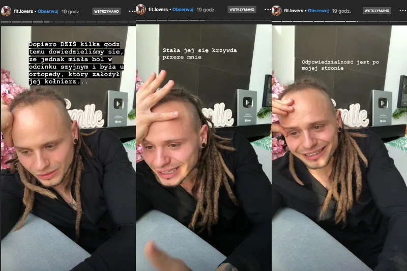 Influencer Mateusz Janusz (znany też jako Matt Meknife) z Fit Lovers zapewnił, że bierze na siebie odpowiedzialność za następstwa nieudanego salta.