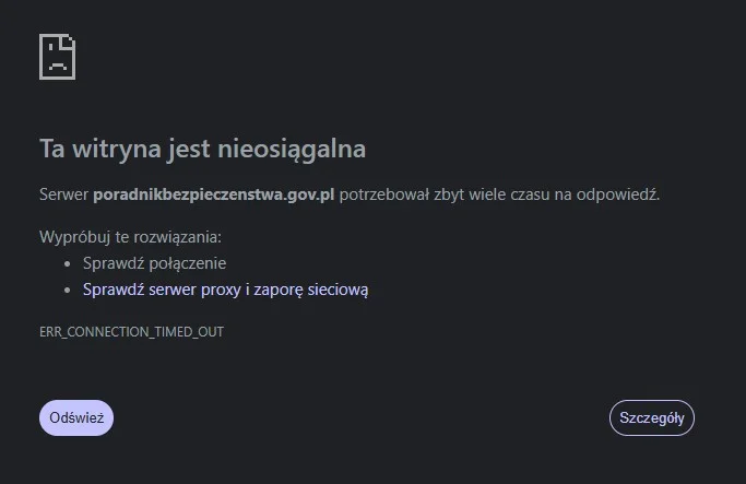 Alert RCB o Poradniku Bezpieczeństwa Screen ze strony