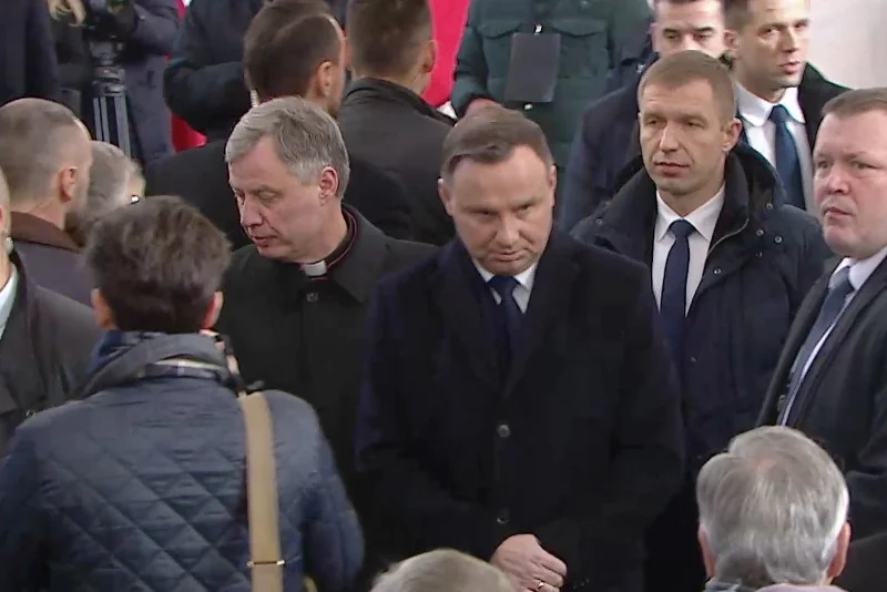 Andrzej Duda na mszy pogrzebowej Pawła Adamowicza w Bazylice w Gdańsku.