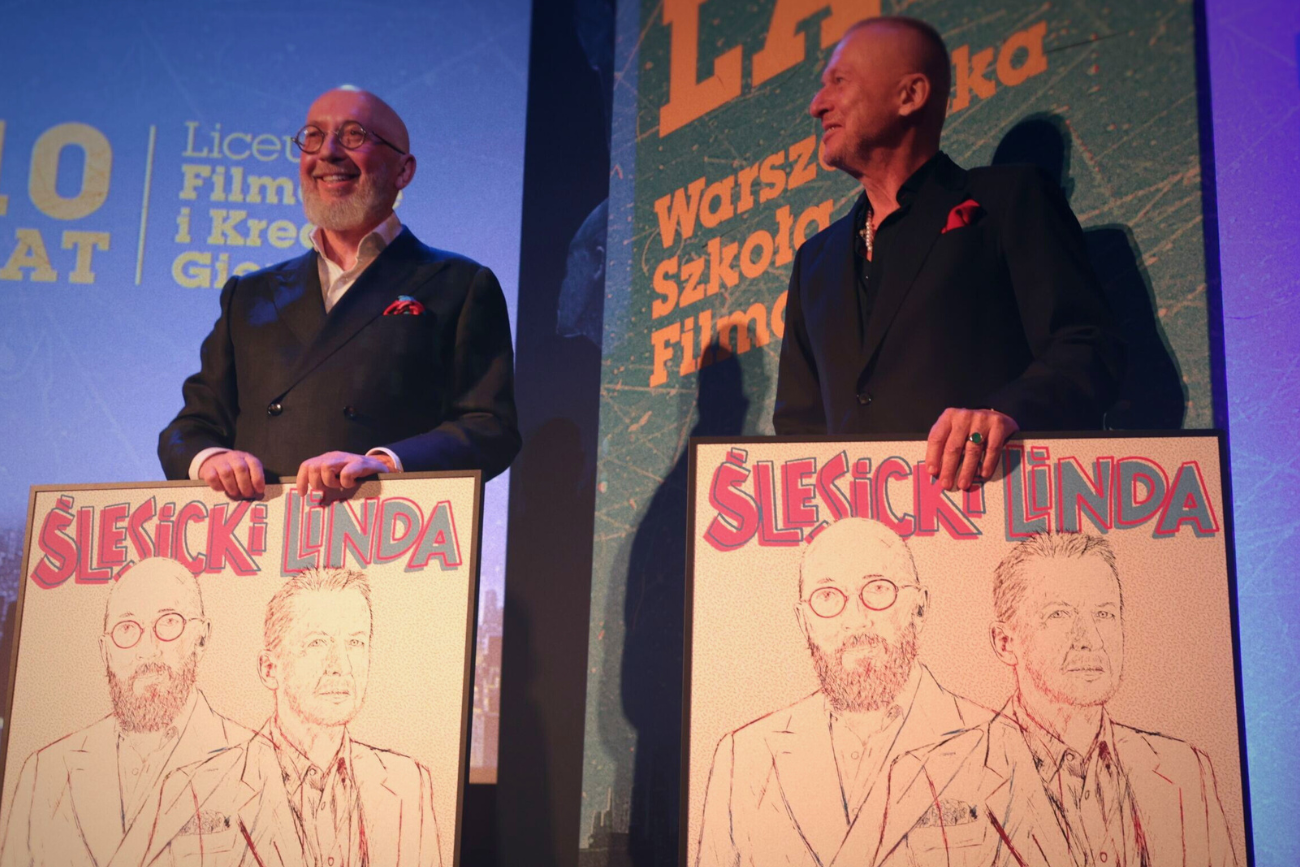 20-lecie Warszawskiej Szkoły Filmowej: Maciej Ślesicki i Bogusław Linda Maciej Ślesicki i Bogusław Linda: Warszawska Szkoła Filmowa