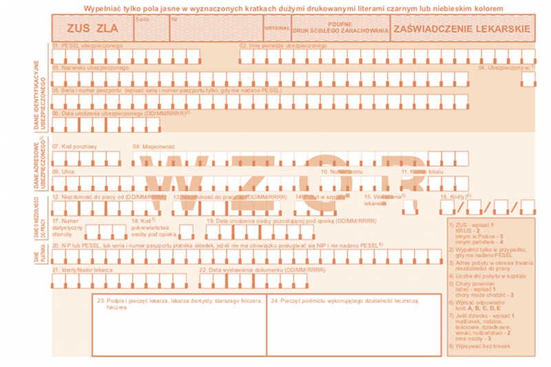 Wzór zaświadczenia lekarskiego