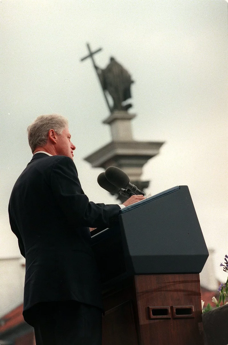 Bill Clinton w czasie wizyty w Polsce