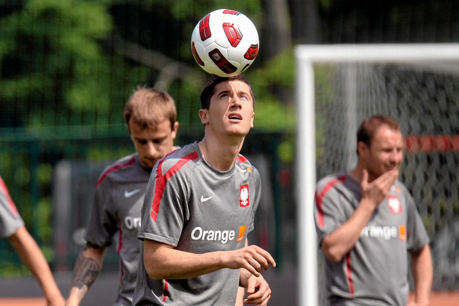 Robert Lewandowski podczas treningu reprezentacji Polski