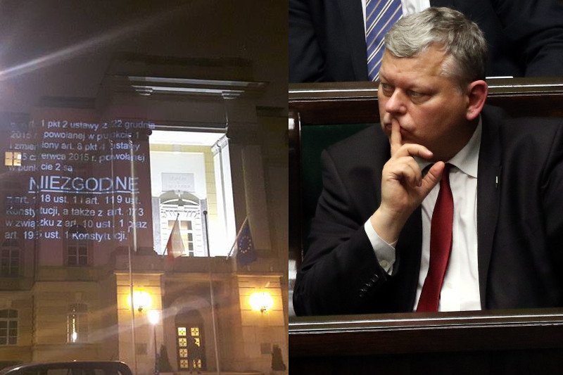 Marek Suski po analizie obrazu z rzutnika na Kancelarii Premiera: Może zaszkodzić elewacji