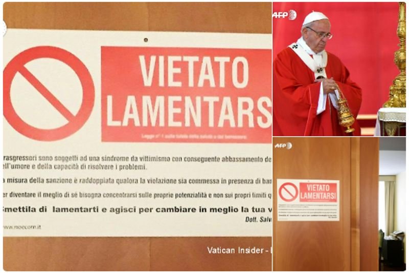 Papież Franciszek powiesił u siebie na drzwiach tabliczkę "Zakaz narzekania"