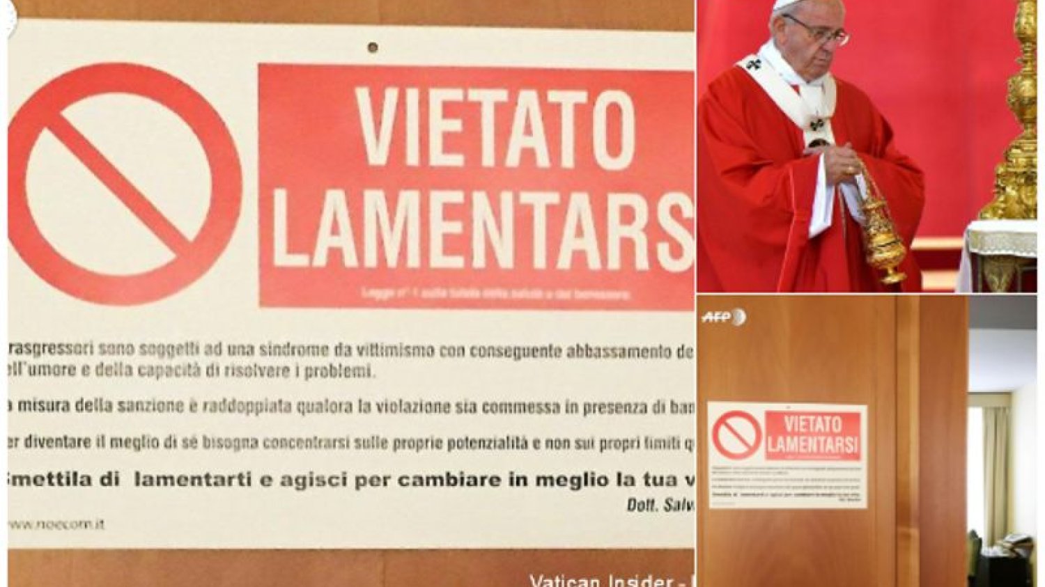 Papież Franciszek powiesił u siebie na drzwiach tabliczkę "Zakaz narzekania"