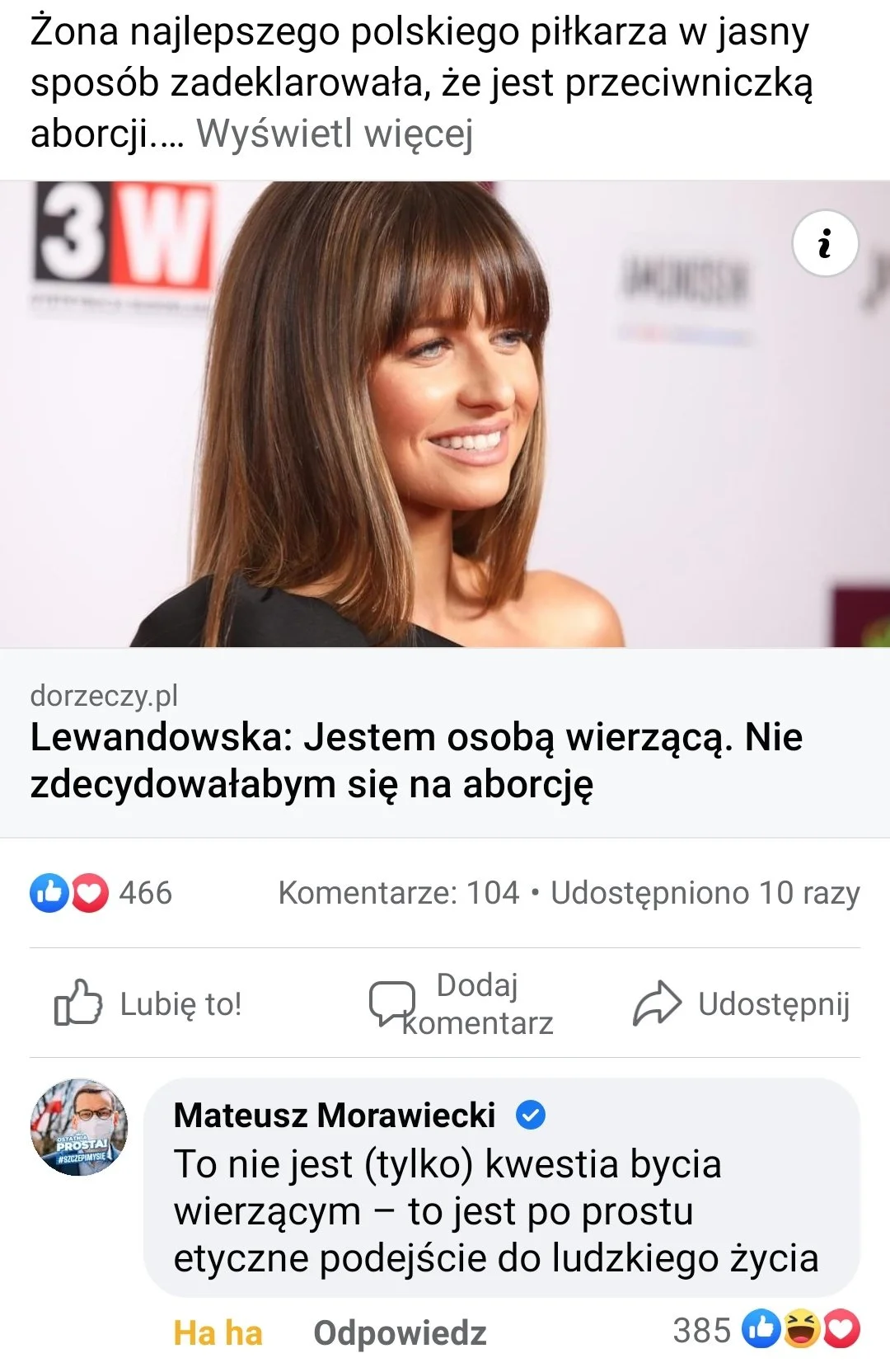 Komentarz premiera Mateusza Morawieckiego, który po godzinie zniknął z mediów społecznościowych.