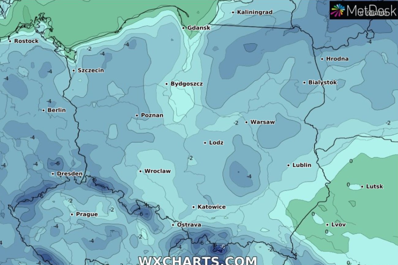 Mapa z prognozą pogody