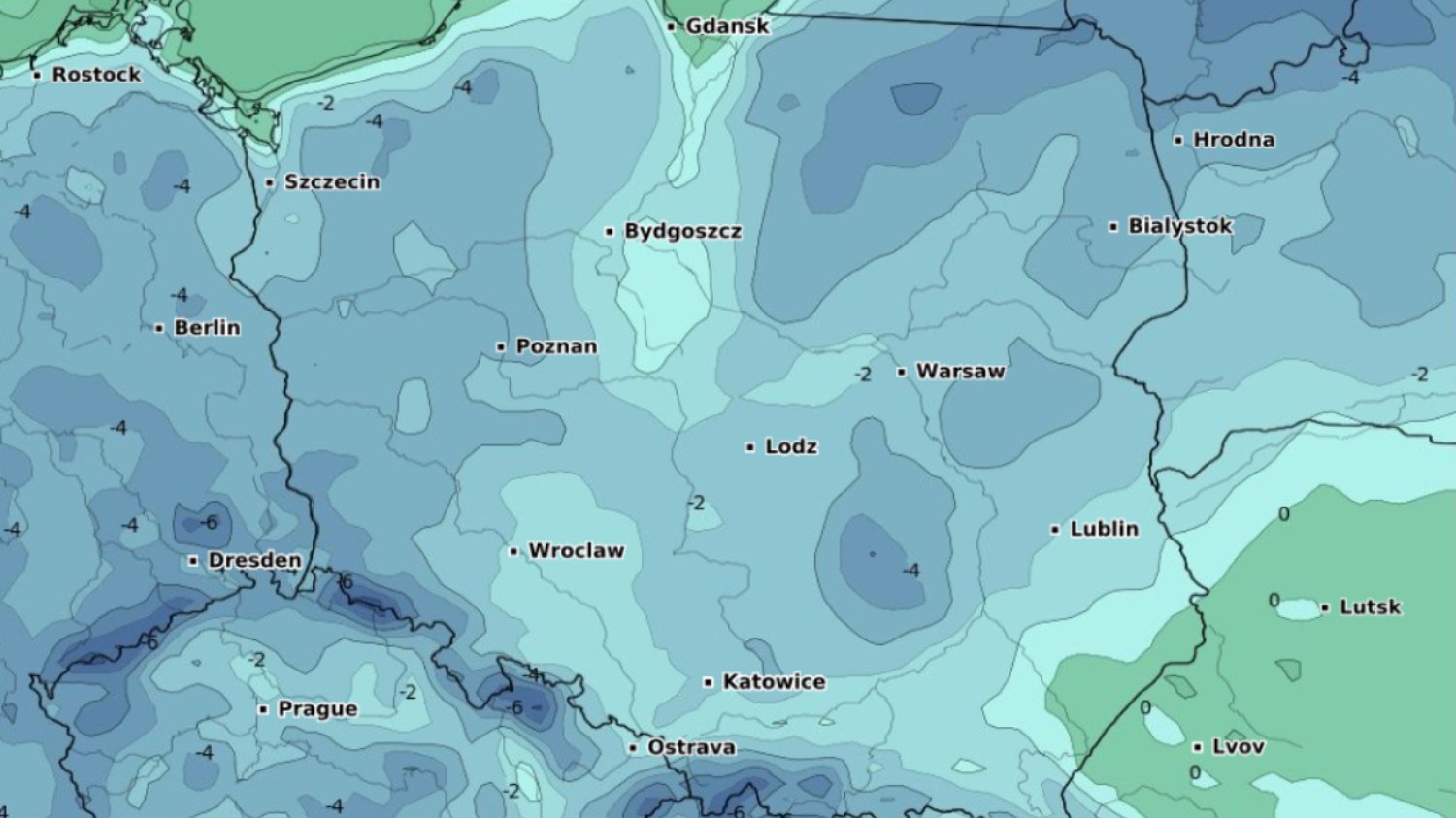 Mapa z prognozą pogody