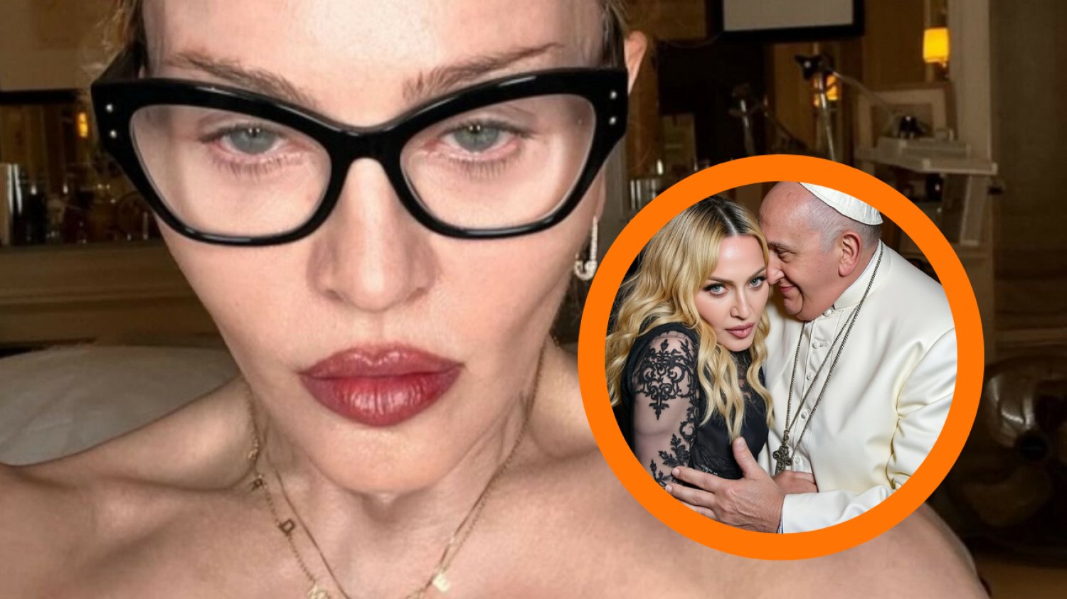 Madonna i papież Franciszek przytuleni na zdjęciach AI.