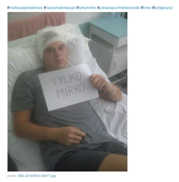 Mateusz w szpitalu po operacji