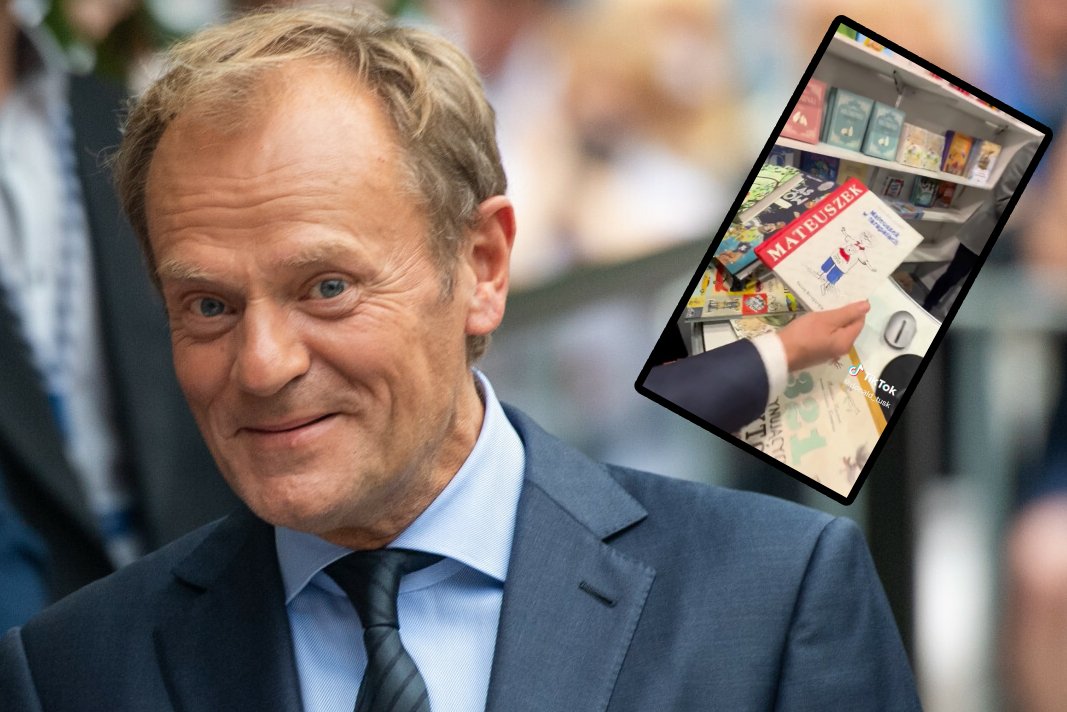 Tusk w księgarni pokazuje książkę. Co się stanie z Morawieckim po wyborach?