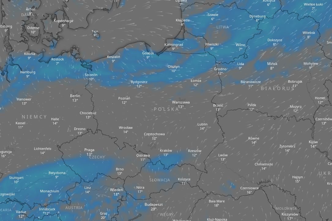 Burze i opady wystąpią na północy i południu Polski