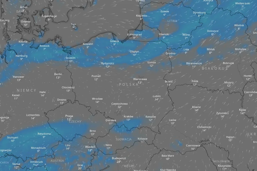 Burze i opady wystąpią na północy i południu Polski