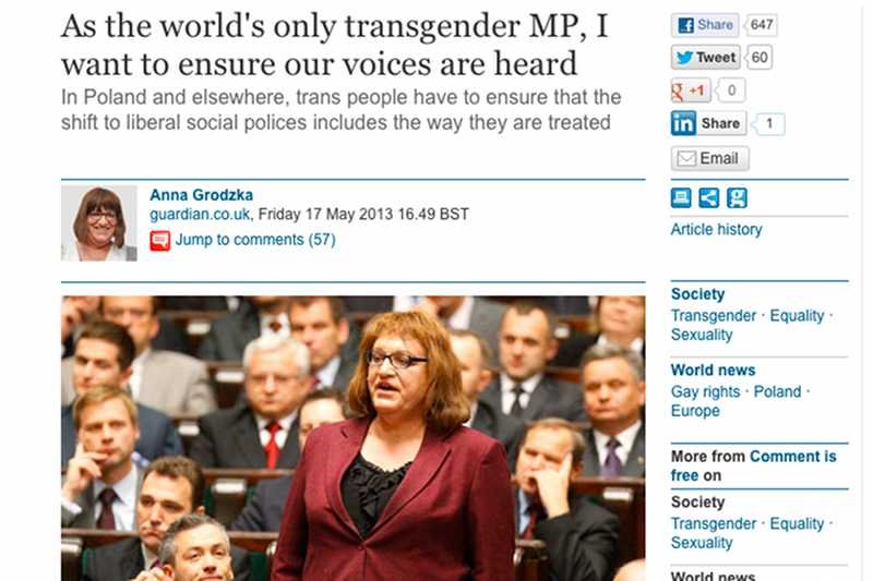 Anna Grodzka na łamach brytyjskiego "Guardiana"