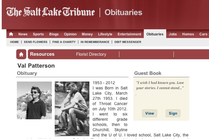 Nekrolog Vala Pattersona z "The Salt Lake Tribute"
