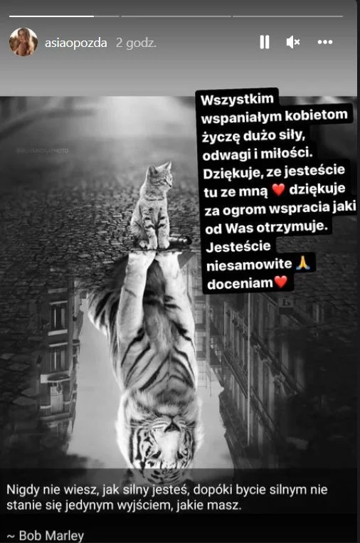 Joanna Opozda podziękowała za wsparcie.