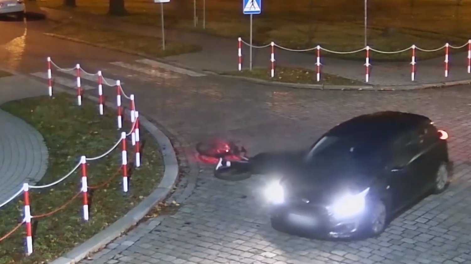 Potrącenie rowerzysty w Gubinie. Policja ostrzega i publikuje mocne nagranie