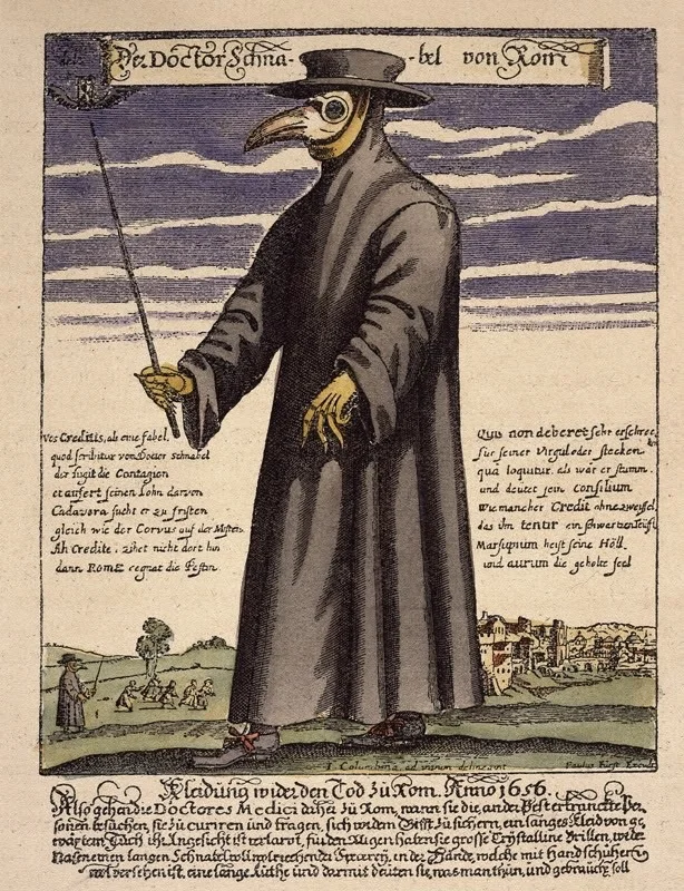 Lekarz epidemii w swoim stroju
