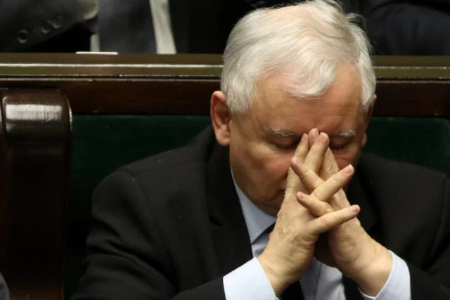Prezes PiS Jarosław Kaczyński podczas glosowania poprawek w ustawie Prawo o prokuraturze.