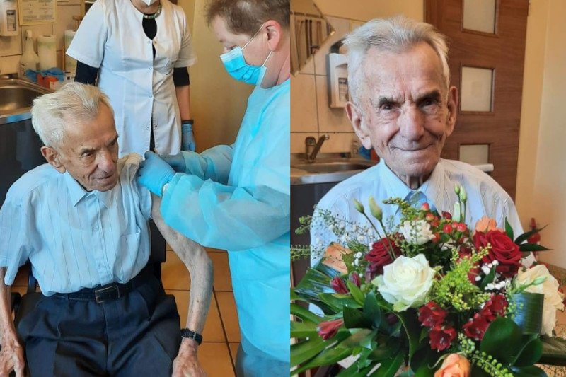 Najstarszy mężczyzna w Polsce zaszczepił się na covid-19.