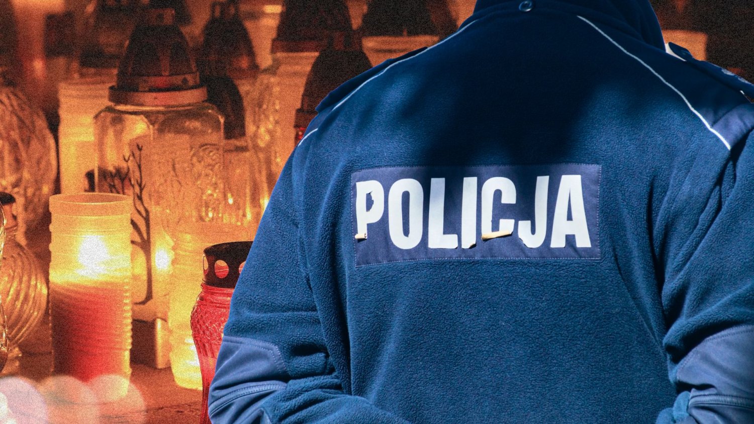 policjant na tle zniczy
