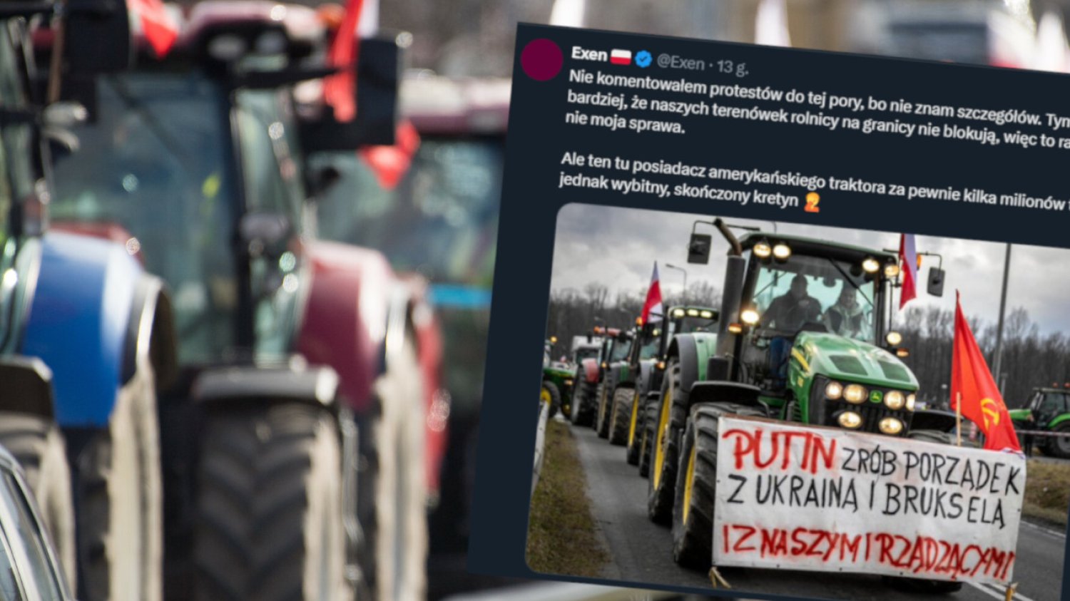 Czy o to im chodziło? Transparent rolników hitem rosyjskiej propagandy