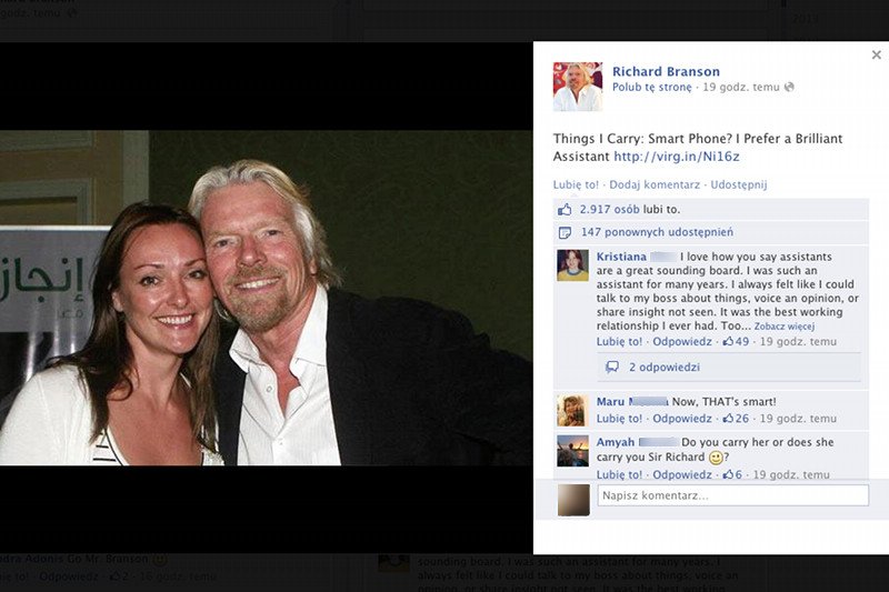 Richard Branson ze swoją asystentką Helen