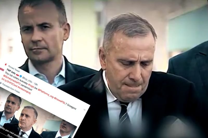 Na Twitterze TVP Info promuje się zmanipulowanym spotem. Grzegorz Schetyna owszem - zaniemówił, ale odpowiedział na pytanie. Nie zostało to jednak pokazane