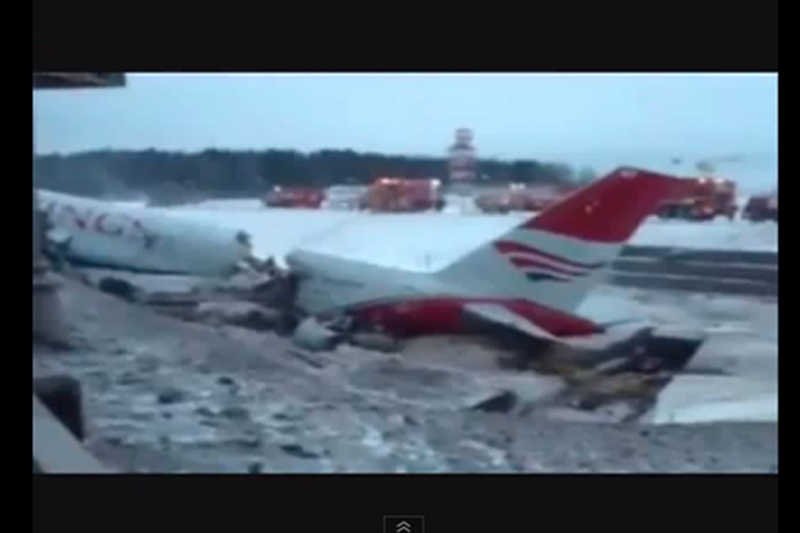 Screen z miejsca rozbicia samolotu Tu-204