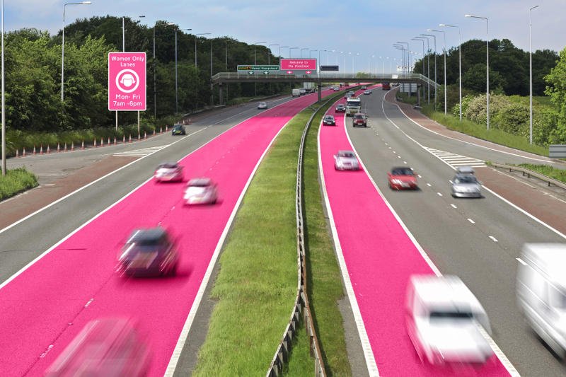Różowe pasy na drodze tylko dla kobiet. "To dla ich bezpieczeństwa"