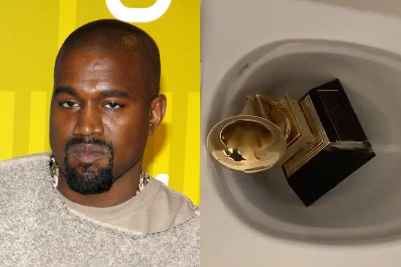 Kanye West obsikał złotą statuetkę Grammy.