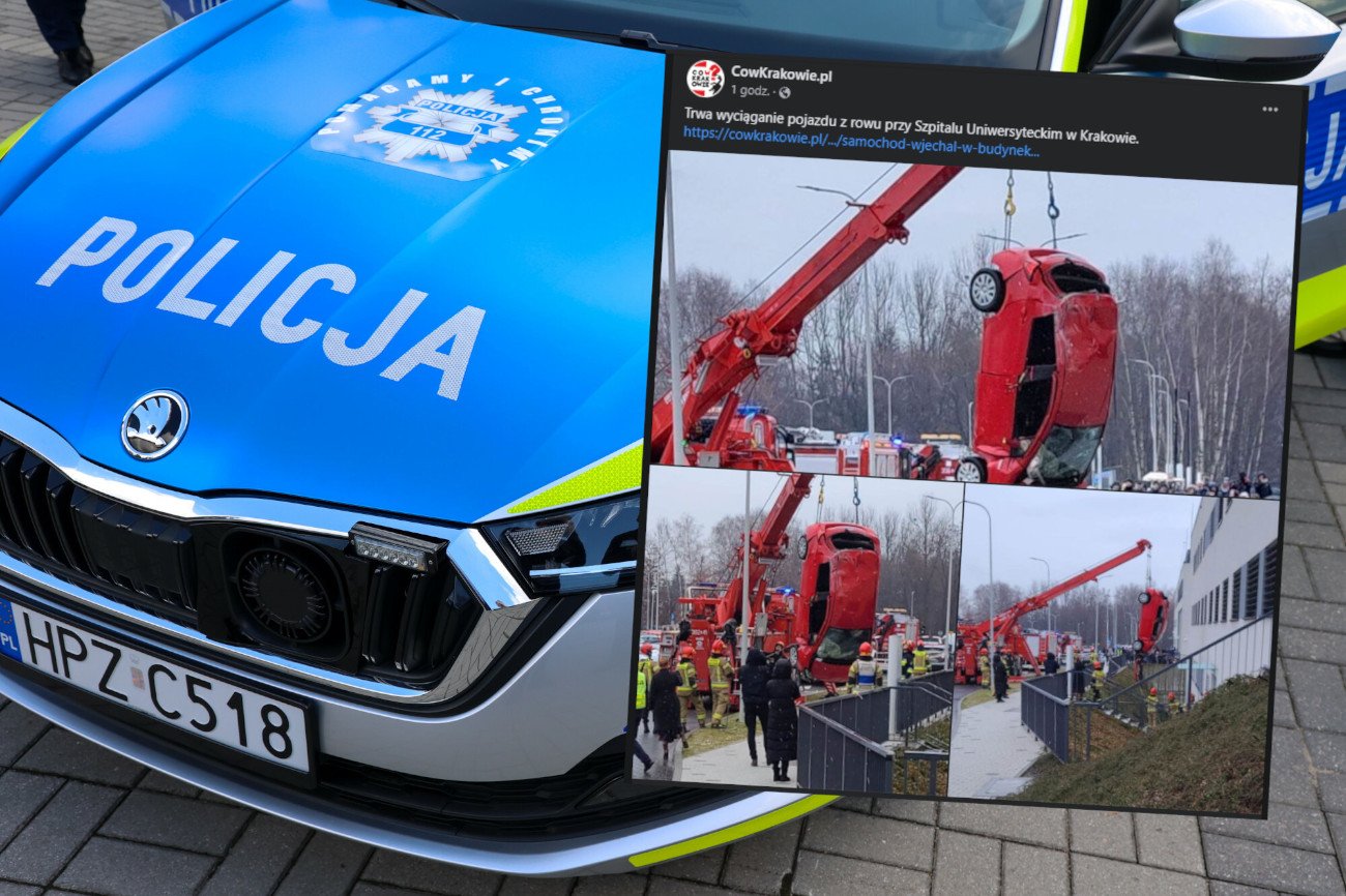 Wypadek w Krakowie. Kierująca wjechała w budynek szpitala