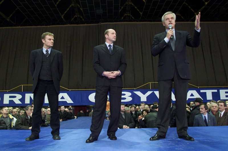 Twórcy Platformy Obywatelskiej - Donald Tusk, Maciej Płażyński i Andrzej Olechowski.