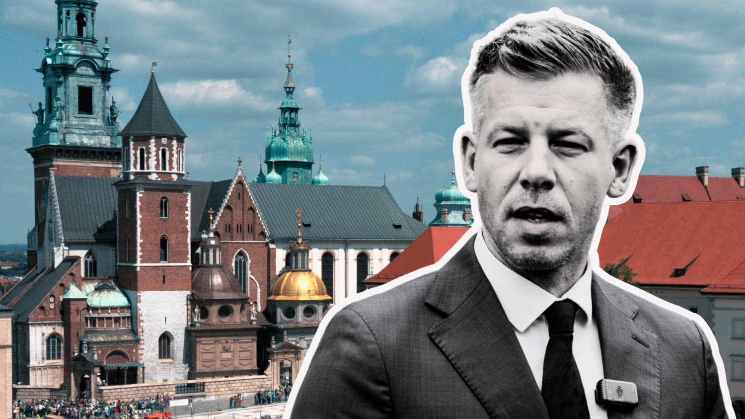 Peter Magyar na tle Krakowa Peter Magyar na tle Krakowa