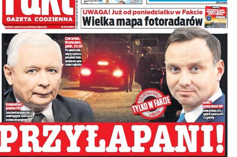 Tabloid "Fakt" ujawnia nocne rozmowy prezesa PiS z prezydentem Dudą
