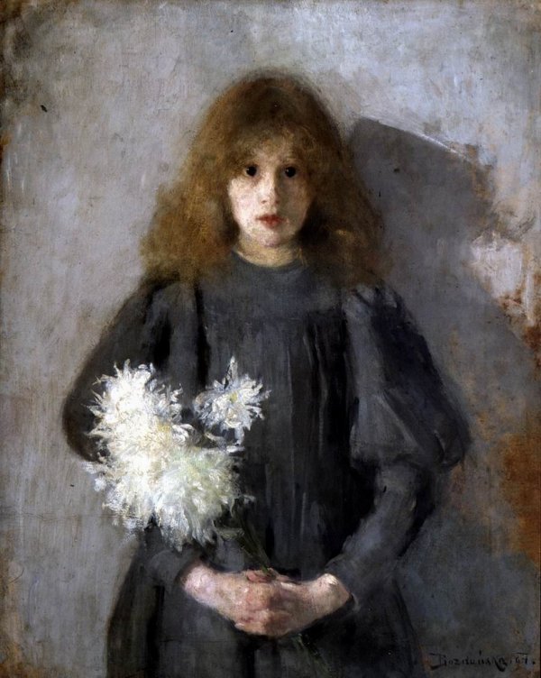 Olga Boznańska, Dziewczynka z chryzantemami, 1894, Muzeum Narodowe w Krakowie