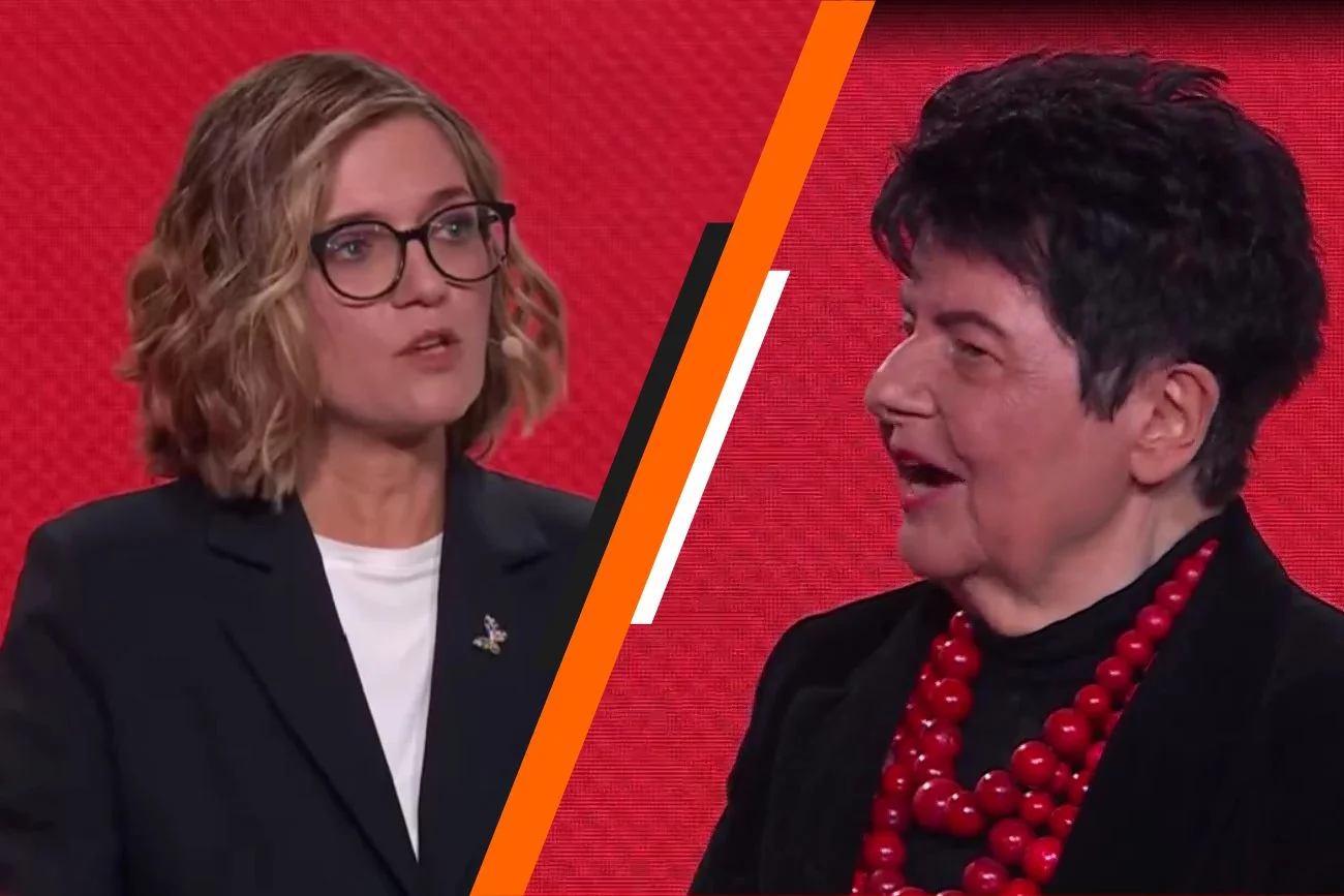 "Jak to jest jeść konfitury...". Pod koniec debaty doszło do spięcia kandydatek lewicy Joanna Senyszyn nagle zagięła Magdalenę Biejat. Padło pytanie o konfitury