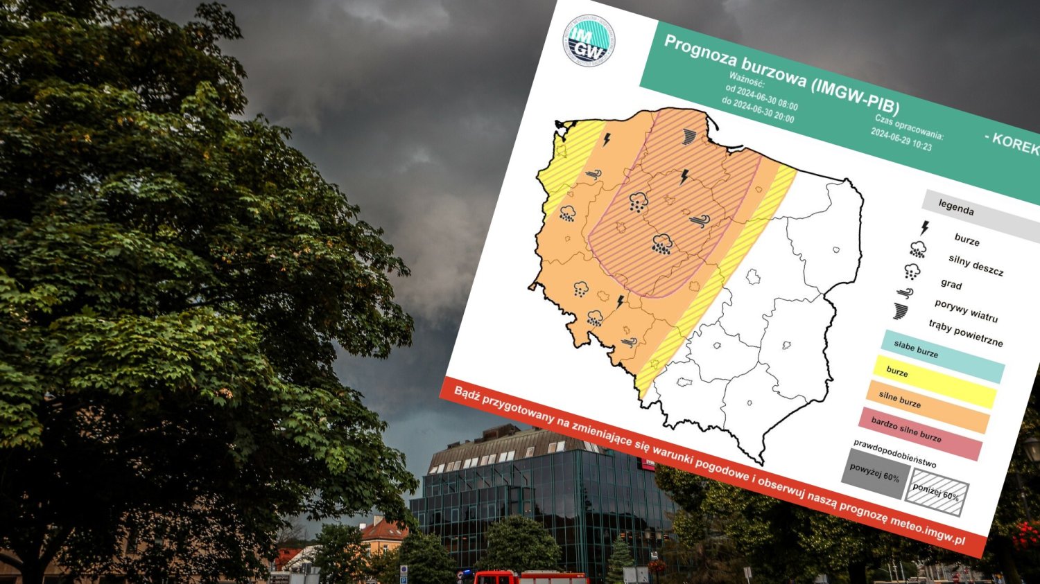 IMGW oficjalnie ostrzega przed trąbami powietrznymi.